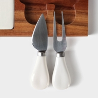 Набор для подачи сыра &laquo;Мрамор&raquo;, 2 ножа, акация