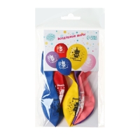 Воздушный шар латексный 12" &laquo;С днём рождения&raquo;, 5 шт., МИКС