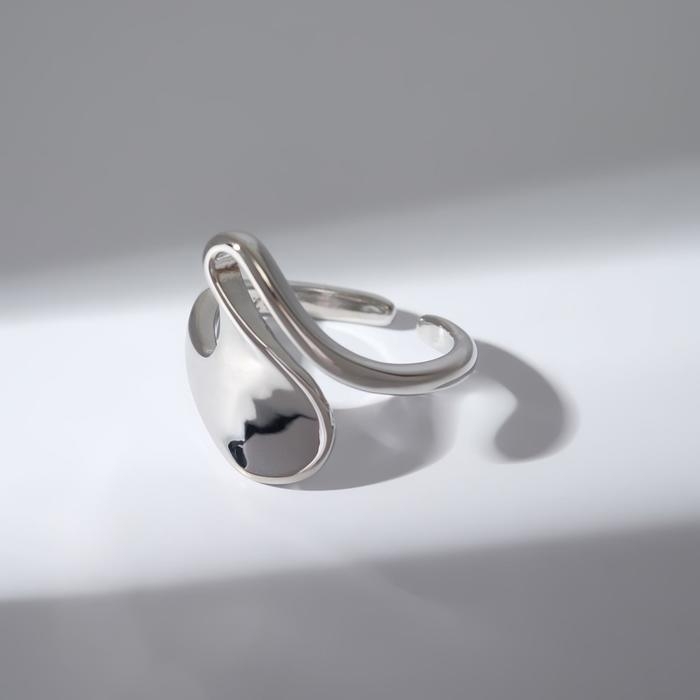 Кольцо &laquo;Завитки&raquo; изгибы , цвет серебро, безразмерное