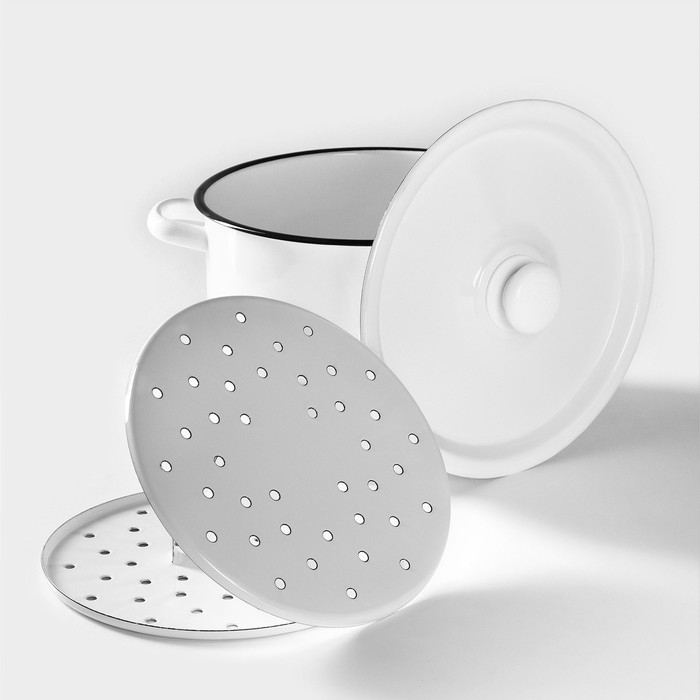 Мантоварка эмалированная &laquo;Позница&raquo;, 7,5 л, 2 вставки, цвет белый