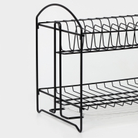 Сушилка для посуды с поддоном 2-х ярусная, разборная, 39,5&times;24&times;29,5 см, цвет черный