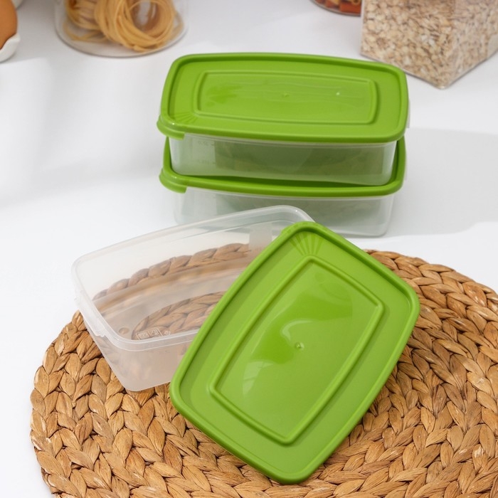 Набор контейнеров пищевых &laquo;Каскад&raquo;, 700 мл, 3 шт, прозрачный, крышка микс