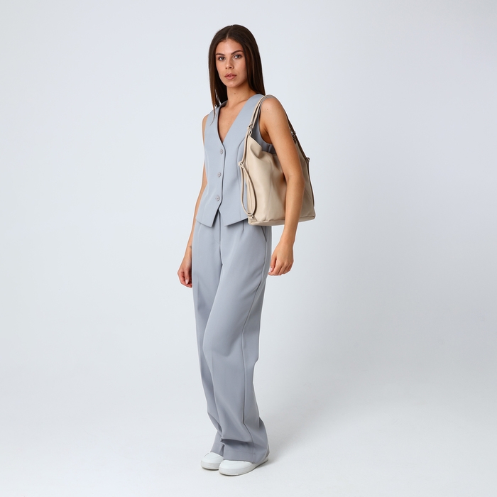 Сумка женская мешок на молнии, цвет бежевый