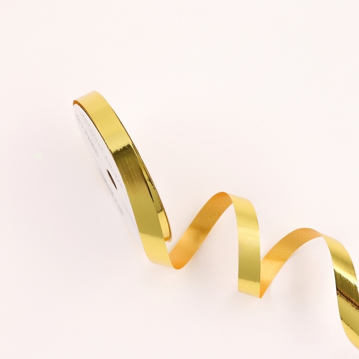 Лента для декора и подарков металлик, 1,2см х 45м, золотая