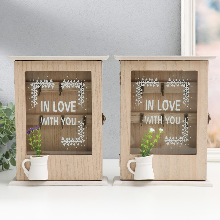 Ключница дерево 6 крючков "Лаванда в кувшине" 26,3х21х7,8 см  МИКС