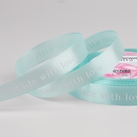 Лента атласная &laquo;Made with love&raquo;, 15 мм &times; 23 &plusmn; 1 м, цвет голубой №104