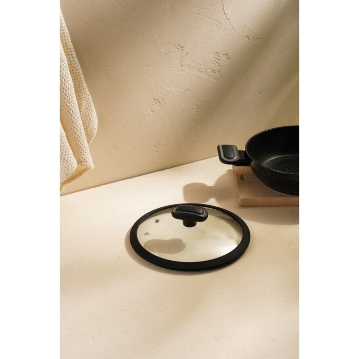 Крышка стеклянная SL Home, d=22 см, с силиконовым ободком