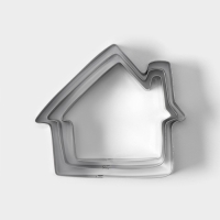 Набор форм для печенья Доляна &laquo;Дом&raquo;, 3 шт, 7&times;6,5&times;1,5 см, цвет серебристый