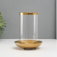 Подсвечник керамика, стекло на 1 свечу "Моро" d=8 см золото 12х12х17,2 см