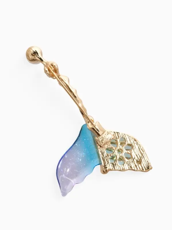 Брошь "Хвост Русалки" с жемчугом, цветная в золоте