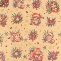 Бумага упаковочная новогодняя &laquo;Котик&raquo;, бурый крафт, 80 г/м&sup2; , 50&times;70 см