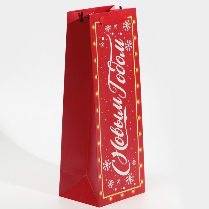 Пакет под бутылку &laquo;С Новым годом!&raquo;, 13 х 36 х 10 см, Новый год