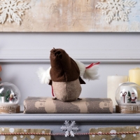 Светодиодная фигура &laquo;Гном-боровик&raquo; 8 &times; 20 &times; 8 см, текстиль, батарейки AG10х3 (в комплекте), свечение тёплое белое