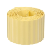 Лента бордюрная, 10 см &times; 9 м, толщина 0.6 мм, пластиковая, гофра, жёлтая, Greengo