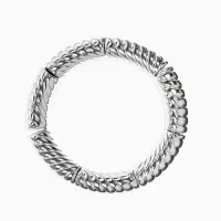 Браслет пластик на резинке "Стиль" резной, цвет серебро