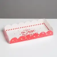Коробка для кондитерских изделий с пластиковой крышкой &laquo;Подарок от Деда Мороза&raquo;, 10.5 х 21 х 3 см