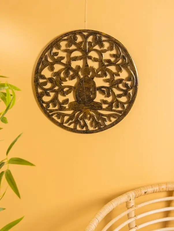 Панно " Медитация" МДФ, 40х40х1 см, цв. золото/чёрный