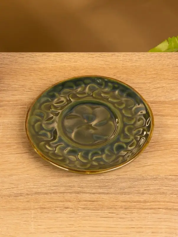 Чашка с блюдцем &laquo;Флора 1&raquo;, 13&times;13&times;8 см, керамика, зелёная