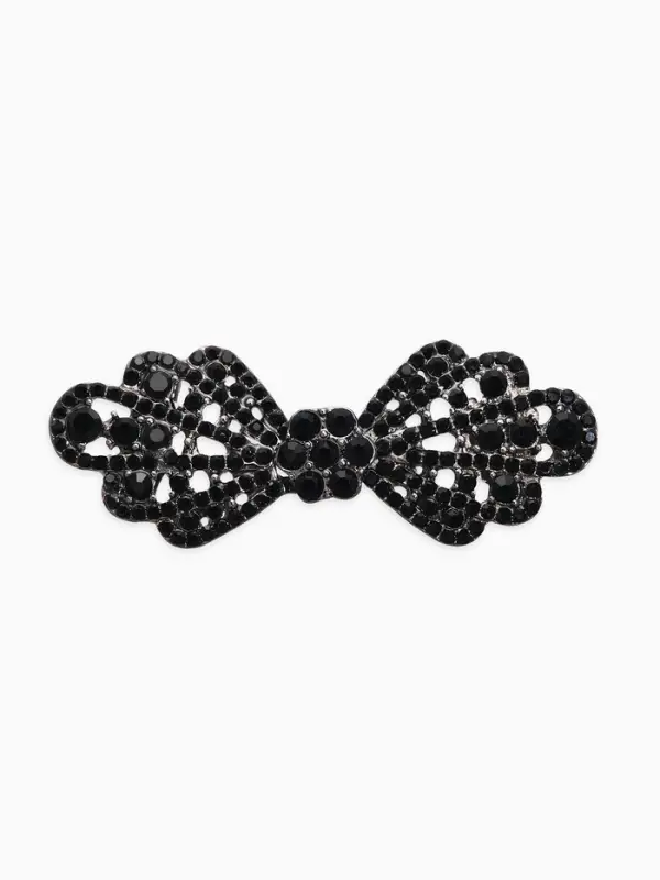 Зажим для кардигана "Ажур", бант, цвет чёрный в сером