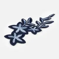 Термоаппликация &laquo;Цветы&raquo;, 20&times;9 см, серая, синяя