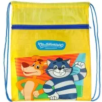 Мешок для обуви с карманом 420*350 мм, Союзмультфильм Простоквашино (мягкий полиэстер, плотность 210D)