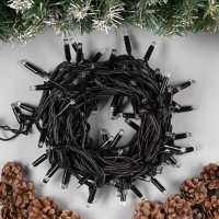 Гирлянда &laquo;Нить&raquo; 10 м, IP65, УМС, тёмная нить, 100 LED, свечение белое, 220 В