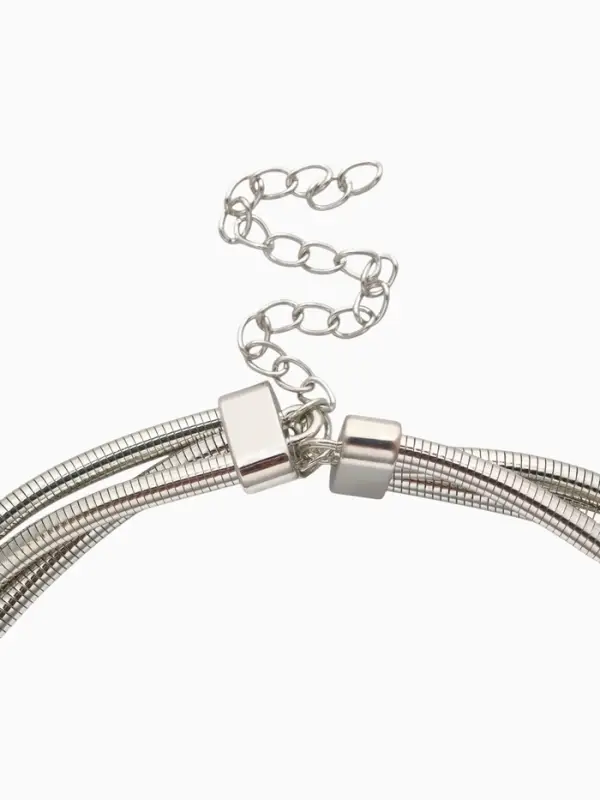 Чокер &laquo;Многослойный&raquo; крупный металлический, цвет серебро