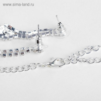 Набор 2 предмета: серьги, колье &laquo;Листопад&raquo; капли, цвет зелёно-белый в серебре, 45 см