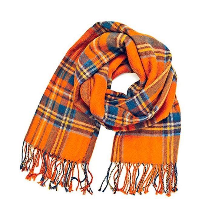 Мягкая игрушка "Басик" в шарфе в клеточку, 30 см