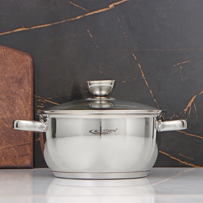 Кастрюля Катунь &laquo;Антея&raquo;, 3 л, d=20 см, капсульное дно, индукция, нержавеющая сталь, AISI - 201