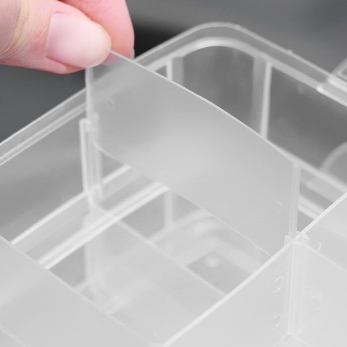 Органайзер для рукоделия, со съёмными ячейками, 3 яруса по 6 отделений, 15 &times; 16 &times; 12,5 см, с ручкой, цвет прозрачный