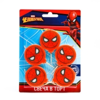 Свеча для торта "С Днем Рождения!", 5 штук, Человек-паук