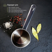 Ковш из нержавеющей стали &laquo;Базис&raquo;, 450 мл, d=10 см, с мерной шкалой, металлическая ручка