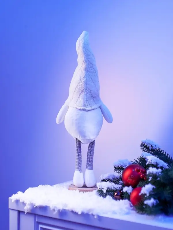 Фигура текстиль &laquo;Гном в белом&raquo; 55 см, 1 LED, от батареек AG13&times;3, свечение тёплое белое
