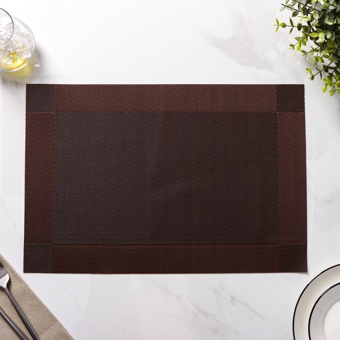 Салфетки сервировочные на стол Доляна &laquo;Шахматы&raquo;, 45&times;30 см, 4 шт, цвет коричневый
