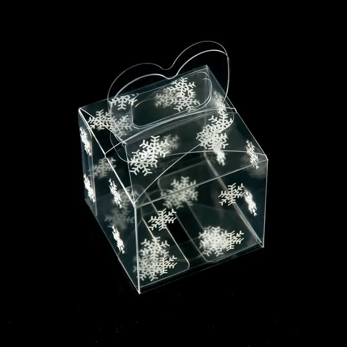 Коробка подарочная новогодняя складная ПВХ &laquo;Снежинки&raquo; 5&times;5&times;5 см