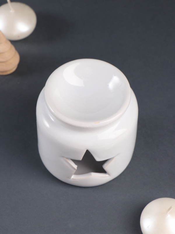 Набор: аромалампа для эфирных масел, мелтсы из воска ароматические &laquo;Звезда&raquo;, белая, 7.5&times;7.5&times;8 см