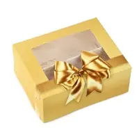 Кондитерская упаковка для макарун с окном, &laquo;Золотой бант&raquo;, 11&times;13.5&times;5.5 см