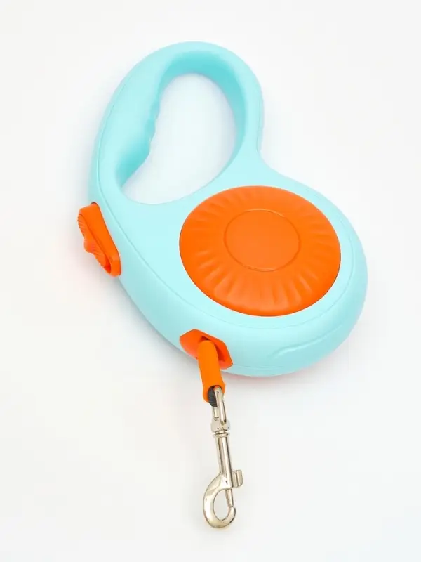 Рулетка - поводок для собак, лента 3 метра, оранж/голубая