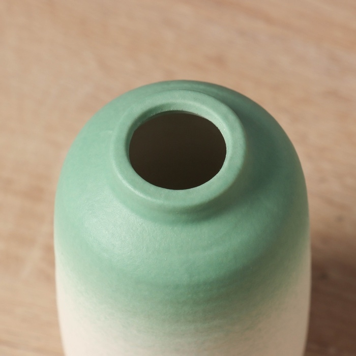 Ваза керамика настольная "Хайди" классик, 11х6 см, бело-зелёный