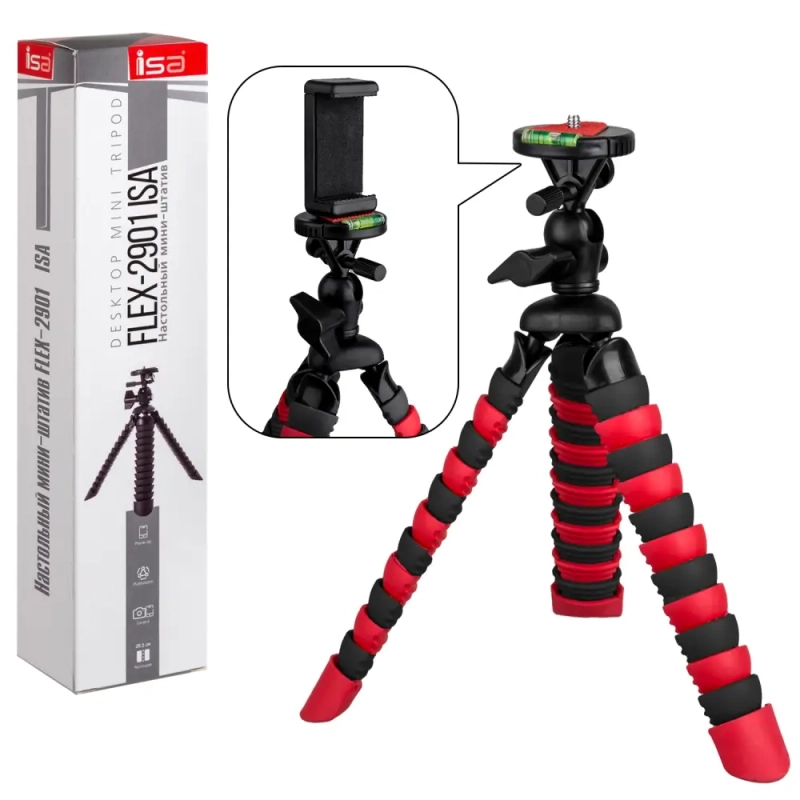 *Мини-штатив FLEX-2901 Red&Black ISA