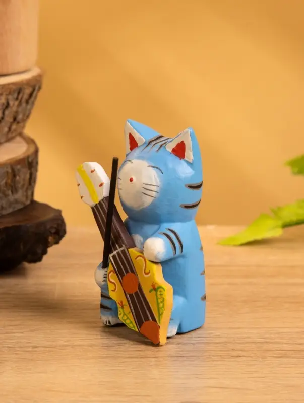 Сувенир &laquo;Кот с контрабасом&raquo;, 4&times;5&times;8 см, дерево, МИКС