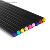 Карандаш чернографитный твёрдость НВ, корпус чёрный, заточенный, со стразой из акрила, МИКС