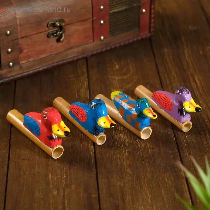 Сувенирный музыкальный инструмент "Свисток птичка" 13х3х5 см МИКС