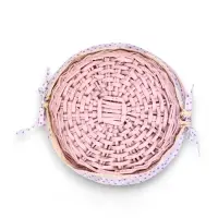 Корзина плетеная 32 х 32 х 14 см, ручка h=14 см розовый  ткань