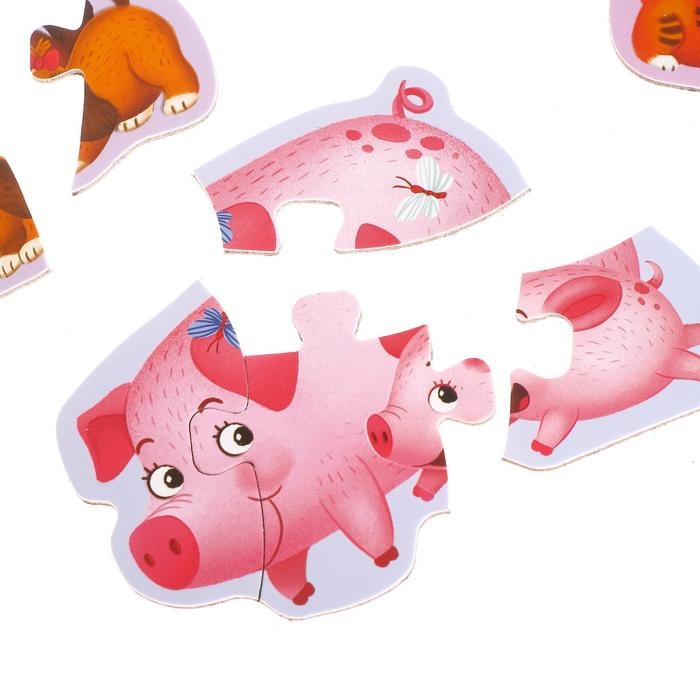 Макси- пазлы &laquo;Кто чей малыш&raquo;, 5 пазлов, 20 деталей