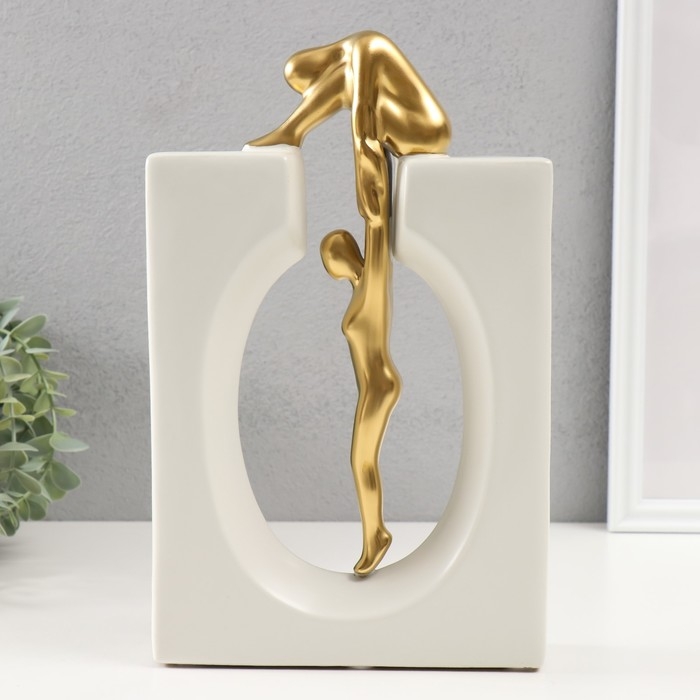 Сувенир керамика "Поддержка близкого" белый с золотом 5х17,5х28 см