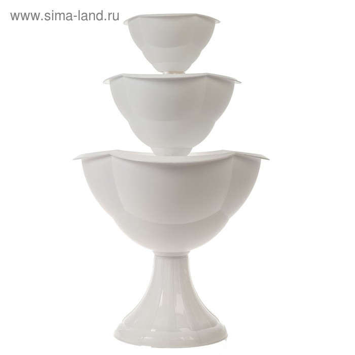 Клумба пластиковая, 3 яруса, d = 27&ndash;40&ndash;55 см, h = 90 см, белая, &laquo;Водопад&raquo;