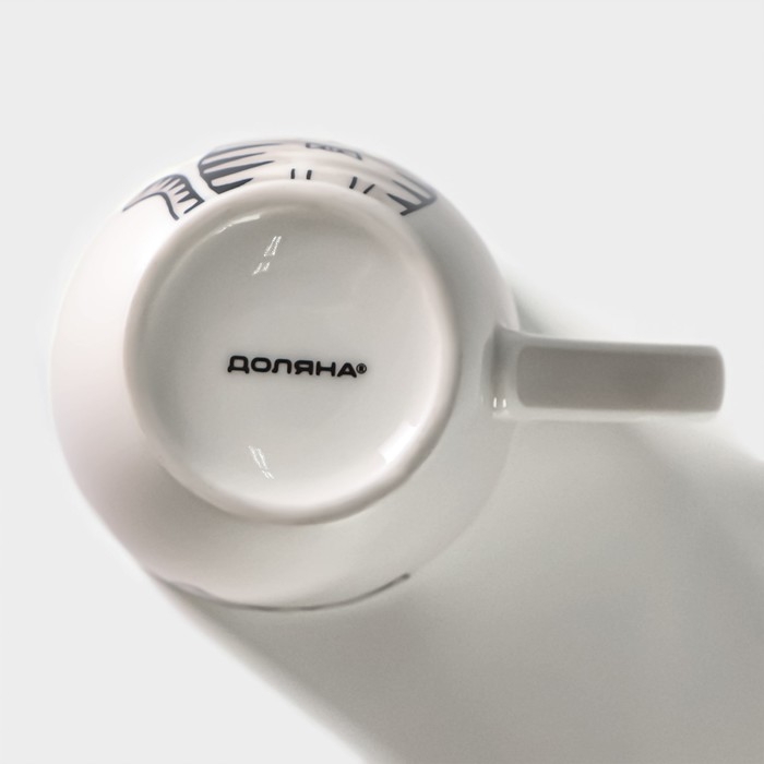 Кружка фарфоровая Доляна &laquo;Кис-кис-мяу&raquo;, 350 мл, цвет белый