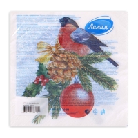 Новогодние салфетки бумажные Лилия &laquo;Снегирь&raquo;, 2 слоя, 33х33 см, 20 шт